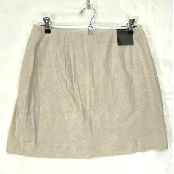 Banana Republic Linen Blend A-Line Front button detail Mini Skirt Sz 8 - Picture 4 of 10
